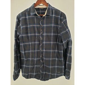 Outpost Makers Rugged Dark Plaid‎ Metal Buttons Durable Cotton Mens Large